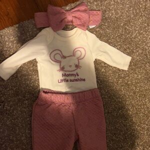Pink and White Baby Outfit with Bow